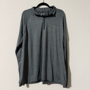 Eddie Bauer Charcoal Striped Pullover Quarter Zip